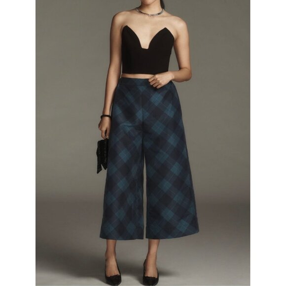 Maeve Anthropologie Taffeta Printed Cropped Wide-Leg Pants Size S Petite - Picture 1 of 8